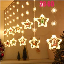 Новый Гирлянда Звезды ⭐и Снежинки - _ _10Led , с пультом ,