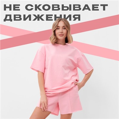 Костюм женский (футболка, шорты) MINAKU: Casual Collection, светло-розовый, размер 42