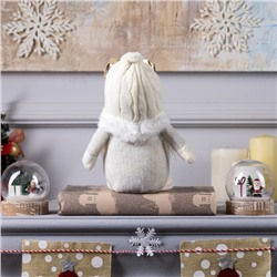 Светодиодная фигура «Гном белый» 20×24×10 см, текстиль, батарейки AG10×3 (в комплекте), свечение тёплое белое