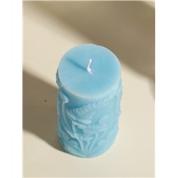 Свеча-цилиндр декоративная «Столбик. Экзотические растения», нежно-голубая, 5×5×11.7 см