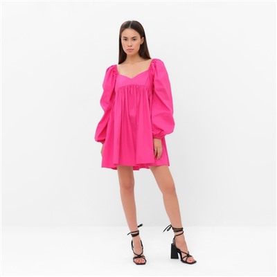 Платье с объёмными рукавами мини женское MIST, фуксия, размер 44-46