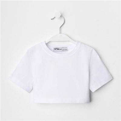 Футболка для девочки укороченная KAFTAN: Basic line, белая, размер 28, рост 86-92 см