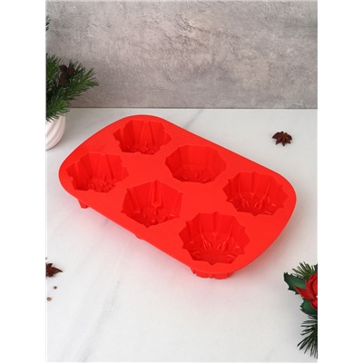 Форма для выпечки 6 ячеек силиконовая Новогодняя / HL-065 /уп 200/ 0,130/ 28*18*4