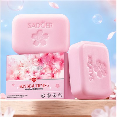 Мыло для лица и тела с сакурой и ниацинамидом Sadoer, 100 гр.