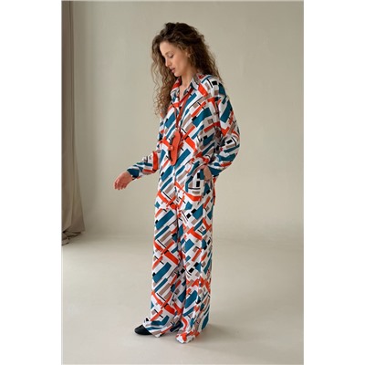 Рубашка  СЕТ001/16/Синий, оранжевый