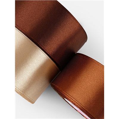 Атласная лента, набор 3 шт., 40 мм, 23±1 м, коричневая, бежевая