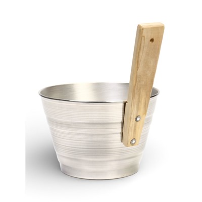 Ушат для бани и сауны, 3 л, алюминий, с деревянной ручкой