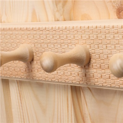 Вешалка для бани и сауны «Плетёнка», 35×2.5×6.5 см, деревянная, 4 крючка, «Добропаровъ»