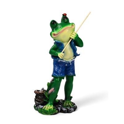 Садовая фигура из полистоуна «Лягушонок рыбак», 40×12×18 см