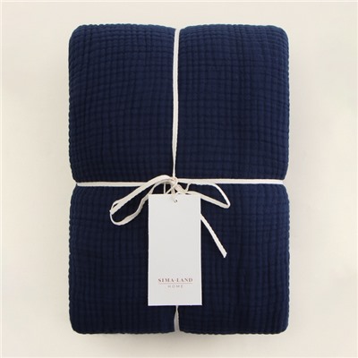 Плед с бахромой SL Home, муслин, 130×170 см, синий