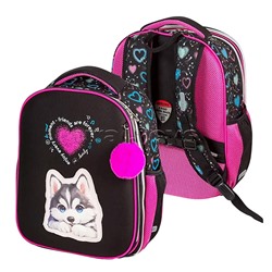 Рюкзак "Choice Lite. Cute Husky" школьный жесткий 38x29x17 см (17 л) вес 800 г, 1 отделение на молнии с разделителями для учебников, 1 отделение с органайзером, 2 боковых кармана сеткой на резинке