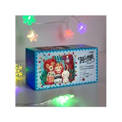 Гирлянда «Нить» 3 м с насадками «Снежинки большие», IP20, прозрачная нить, 20 LED, свечение мульти (RG/RB), мигание, USB