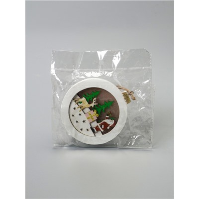 Ёлочная игрушка «Шар с Дедом Морозом», 11×11×1.5 см, от батареек, свечение тёплое белое