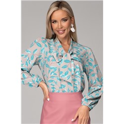 Блузка Бант (листья/бирюза)