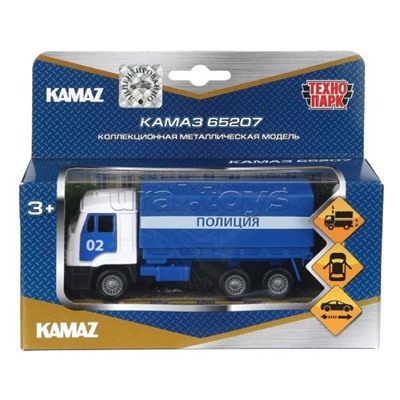 Машина металл Камаз 65207 Полиция бортовой (съемн. тент) в коробке