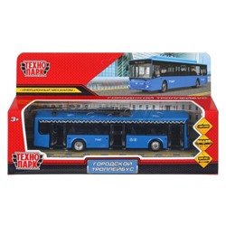 Модель металл Троллейбус Метрополитен длина 18 см, двери, инерц, синий