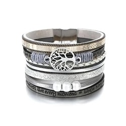 Браслет, жемчуг swarovski, кожа, сталь, ALBW85сер