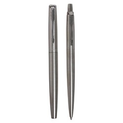 Набор Parker Jotter Core FK61 Stainless Steel CT М, ручка шариковая + ручка перьевая, 1.0 мм, корпус из нержавеющей стали, синие чернила