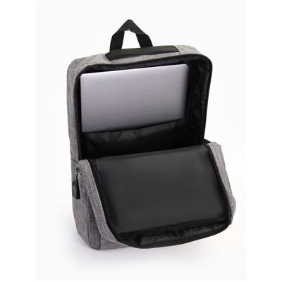 Рюкзак молодёжный на молнии, 4 кармана, с USB разъёмом, размер 29.5×12.5×43 см, чёрный/серый