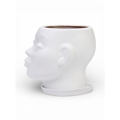 Декоративный горшок для цветов «Голова», керамический, 1.3 л, 16×16×14 см, белый