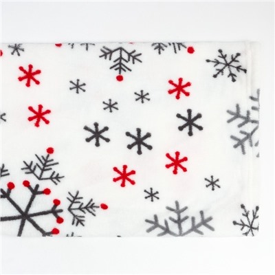 Плед с рукавами светящийся в темноте «Этель. Белые снежинки», 150×200 см, корал-флис