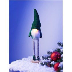 Фигура текстиль «Гном в зелёном» 42 см, 1 LED, от батареек AG10×3, свечение тёплое белое
