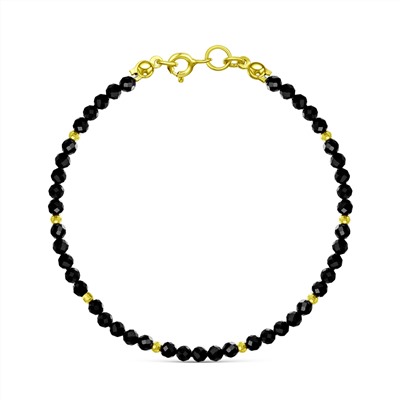 Браслет из золочёного серебра с чёрной шпинелью СБ 604/5ШПЗ
