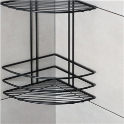 Полка для ванной угловая 3-ярусная, 20×20×66 см, чёрная
