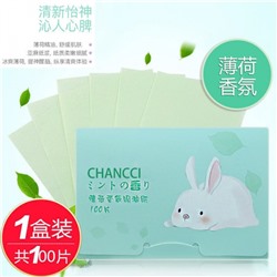 Салфетки матирующие с ароматом мяты Chancci, 100 шт