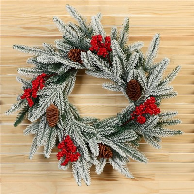 Венок новогодний d=36 см «Зимнее волшебство. Уютная сказка» веточки в снегу