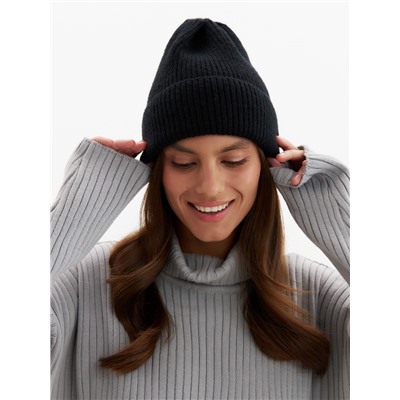 Шапка с подворотом женская MINAKU, размер 54-56, чёрная