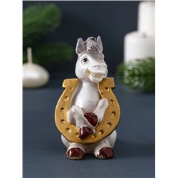 Свеча декоративная «Лошадка с подковой» 5.5×6×9 см, серебро