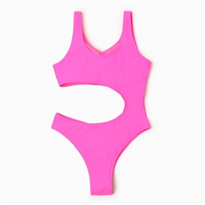 Купальник женский слитный однотонный с вырезом на животе MINAKU, размер 42, фуксия