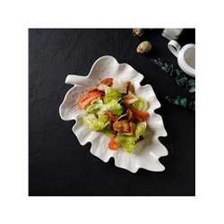 Блюдо сервировочное «Лист», 30×20 см, керамика, цвет белый