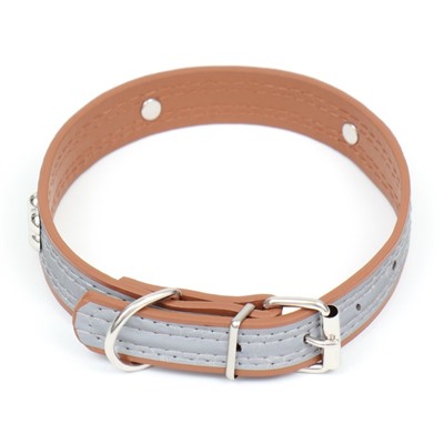 Ошейник со светоотражающей полосой и косточками, 45×2 см, цвет МИКС