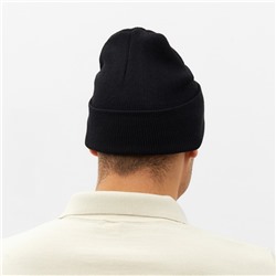 Шапка мужская двуслойная с отворотом one size, цвет чёрный