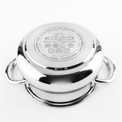 2135-1 Кастрюля со стеклянной крышкой 16см 1,9л нерж/сталь (х6)