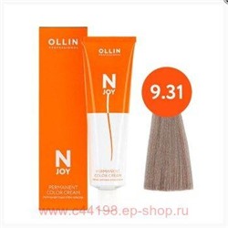 OLLIN "N-JOY" 9/31 – блондин золотисто-пепельный, перманентная крем-краска для волос 100мл