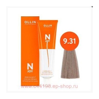 OLLIN "N-JOY" 9/31 – блондин золотисто-пепельный, перманентная крем-краска для волос 100мл