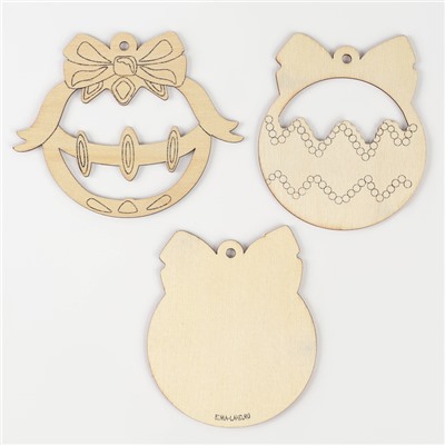 Ёлочная подвеска из дерева своими руками на новый год «Шар», набор для творчества