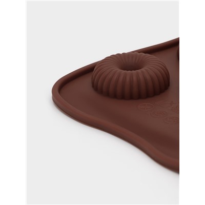 Форма для конфет и шоколада Доляна «Колечко.Риб», силикон, 21×10.5×1.8 см, 11 ячеек, коричневая