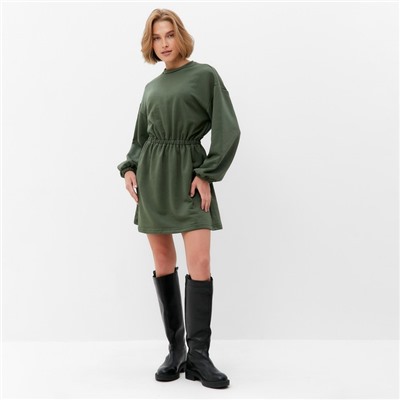 Платье с кулиской женское MINAKU: Casual Collection, хаки, размер 46