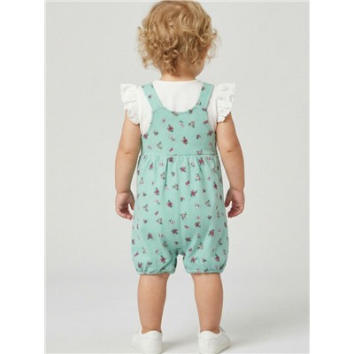 Комплект детский трикотажный для девочек: джемпер (футболка), полукомбинезон