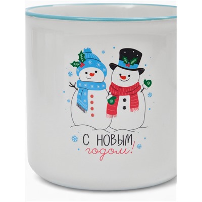 Кружка чайная новогодняя «Снеговики», 530 мл