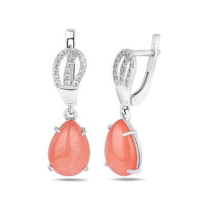 Серьги, морганит кабошон, СП11