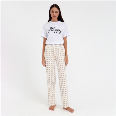 Брюки домашние женские KAFTAN Drops, размер 44-46, белые