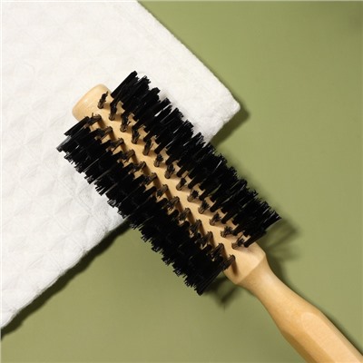 Брашинг для волос, деревянный, искусственная щетина, d=19/50 мм, 22(±1) см