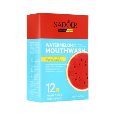 Ополаскиватель для полости рта в стиках со вкусом арбуза, 20 шт. по 10 мл