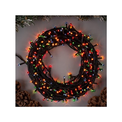 Гирлянда «Нить» 15 м, IP20, тёмная нить, 400 ламп, свечение мульти, 8 режимов, 220 В