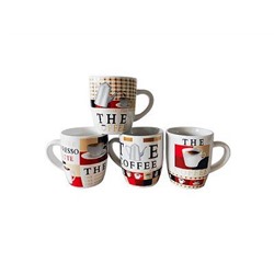 Кружка 260мл фрф Coffee микс 4 дизайна ОБЩЕПИТ 6/48